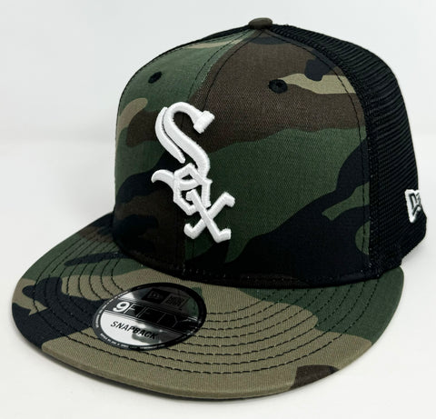 Chicago White Sox Snapback New Era Camo Mesh Trucker Cap Hat Grey UV