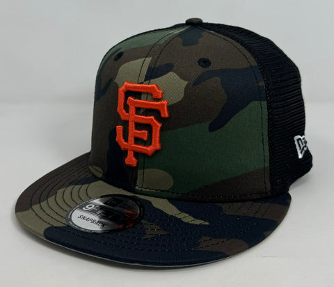 San Francisco Giants Snapback New Era Camo Mesh Trucker Cap Hat Grey UV