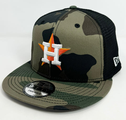 Houston Astros Snapback New Era Camo Mesh Trucker Cap Hat Grey UV