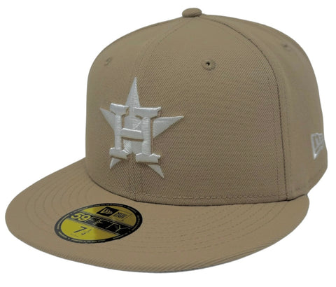 Houston Astros Fitted New Era 59FIFTY Camel Cap Hat Grey UV