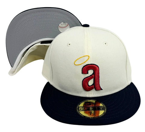 Anaheim Angels "a" Logo Fitted 59Fifty New Era Chrome Navy Cap Hat Grey UV