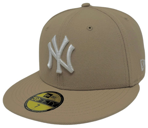 New York Yankees Fitted New Era 59FIFTY Camel Cap Hat Grey UV