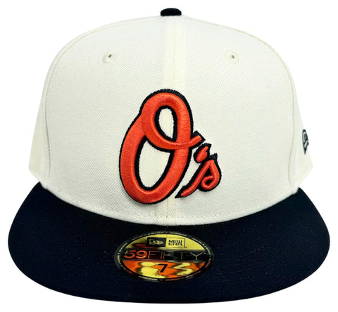 Baltimore Orioles Fitted 59Fifty New Era O's Logo Chrome Black Cap Hat Grey UV