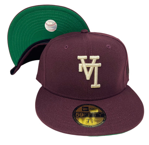 Los Angeles Dodgers Fitted New Era 59FIFTY Upside Down Maroon Cap Hat Green UV