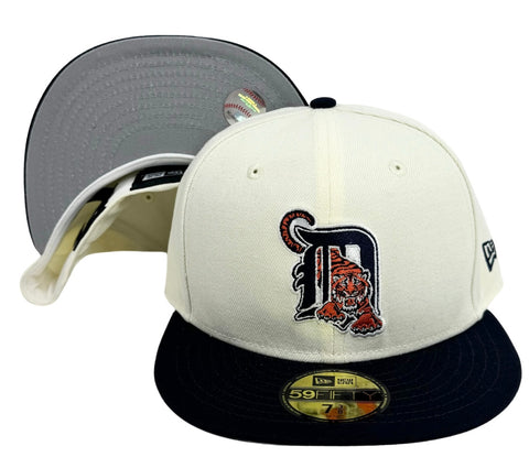 Detroit Tigers Fitted 59Fifty New Era Chrome Navy Cap Hat Grey UV