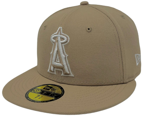 Anaheim Angels Fitted New Era 59FIFTY Camel Cap Hat Grey UV