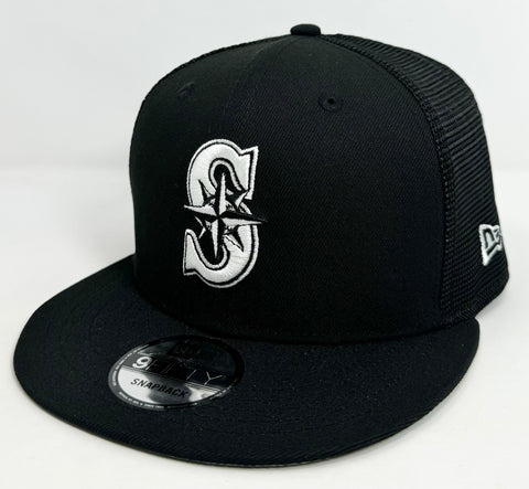 Seattle Mariners Snapback New Era Black Mesh Trucker Cap Hat Grey UV