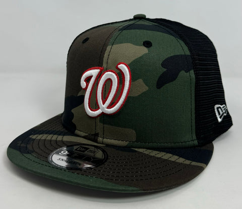 Washington Nationals Snapback New Era Camo Mesh Trucker Cap Hat Grey UV