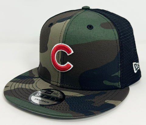 Chicago Cubs Snapback New Era Camo Mesh Trucker Cap Hat Grey UV