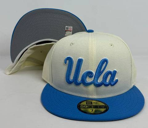 UCLA Bruins Fitted 59Fifty New Era Chrome Sky Script Cap Hat Grey UV