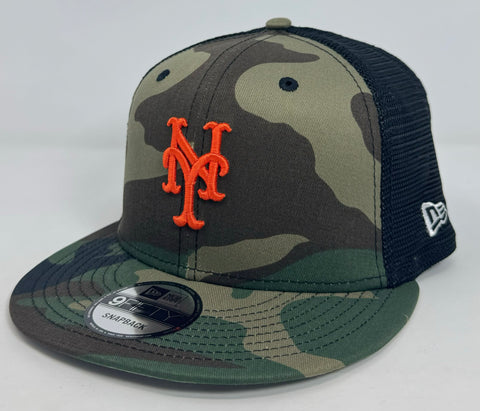 New York Mets Snapback New Era Camo Mesh Trucker Cap Hat Grey UV