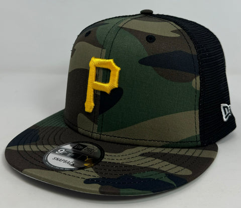 Pittsburgh Pirates Snapback New Era Camo Mesh Trucker Cap Hat Grey UV