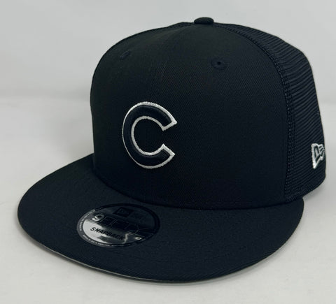 Chicago Cubs Snapback New Era Black Mesh Trucker Cap Hat Grey UV