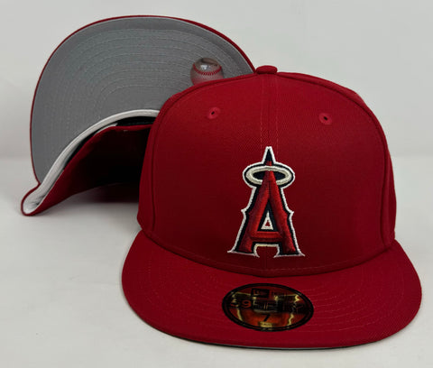 Anaheim Angels Fitted 59Fifty New Era Red Cap Hat Grey UV