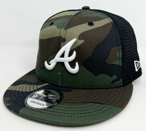 Atlanta Braves Snapback New Era Camo Mesh Trucker Cap Hat Grey UV