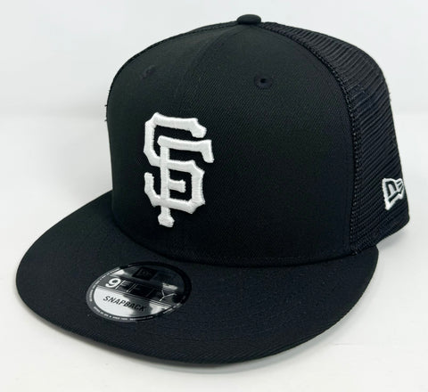 San Francisco Giants Snapback New Era Black White Mesh Trucker Cap Hat Grey UV