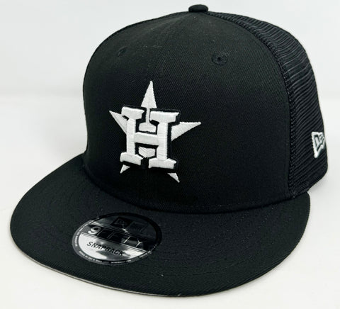 Houston Astros Snapback New Era Black Mesh Trucker Cap Hat Grey UV