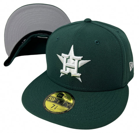 Houston Astros Fitted New Era 59FIFTY Dark Green Cap Hat Grey UV