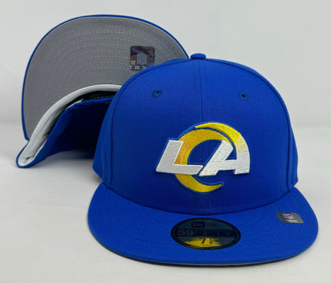 Los Angeles Rams Fitted 59Fifty New Era Blue Cap Hat Grey UV