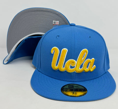 UCLA Bruins Fitted 59Fifty New Era Sky Script Cap Hat Grey UV