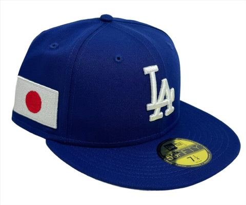 Los Angeles Dodgers Fitted New Era 59Fifty Japan Flag Blue Cap Hat Grey UV