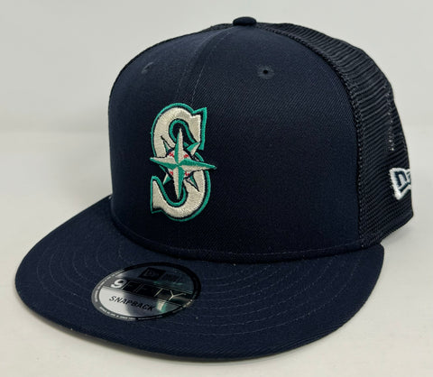 Seattle Mariners Snapback New Era Navy Mesh Trucker Cap Hat Grey UV