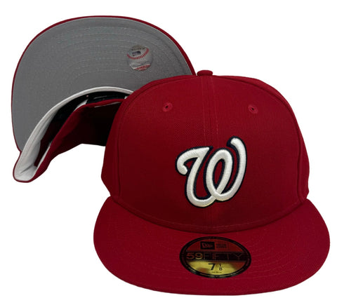 Washington Nationals Fitted 59Fifty New Era Red Cap Hat Grey UV