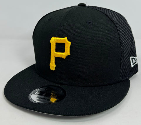 Pittsburgh Pirates Snapback New Era Black Mesh Trucker Cap Hat Grey UV