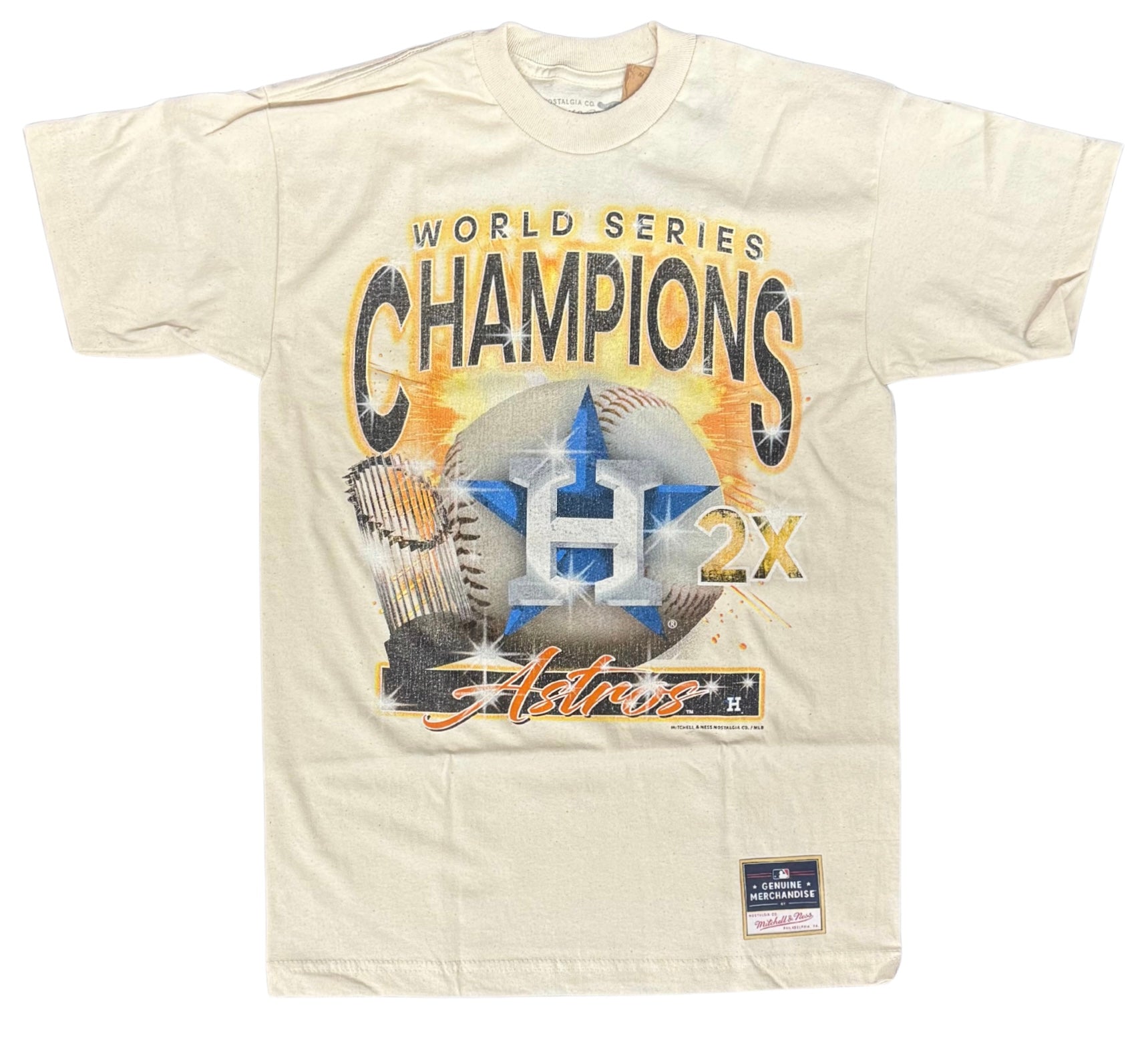 Houston Astros Mens T-Shirt Mitchell & Ness Boom Natural Graphic