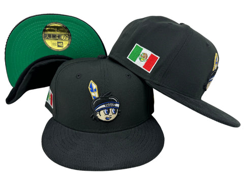 Yaquis de Obregon Fitted New Era 59Fifty Black Corduroy Brim Hat Cap Green UV