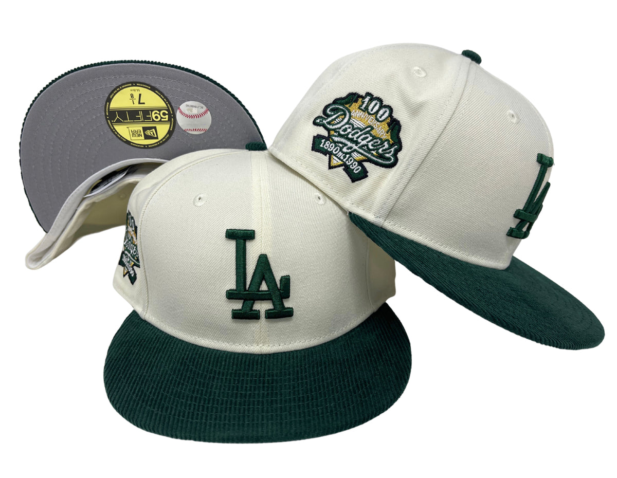Dodgers Fitted New Era 59Fifty 100th Ann. Chrome Green Corduroy Cap Ha
