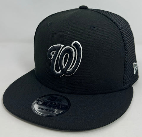 Washington Nationals Snapback New Era Black Mesh Trucker Cap Hat Grey UV