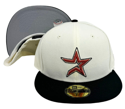Houston Astros Fitted 59Fifty New Era Chrome Black Cap Hat Grey UV