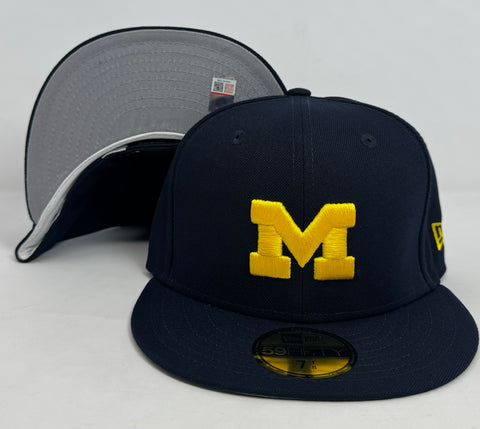 Michigan Wolverines Fitted 59Fifty New Era Navy Cap Hat Grey UV