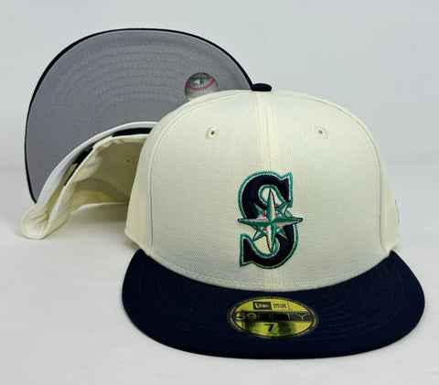 Seattle Mariners Fitted 59Fifty New Era Chrome Navy Cap Hat Grey UV