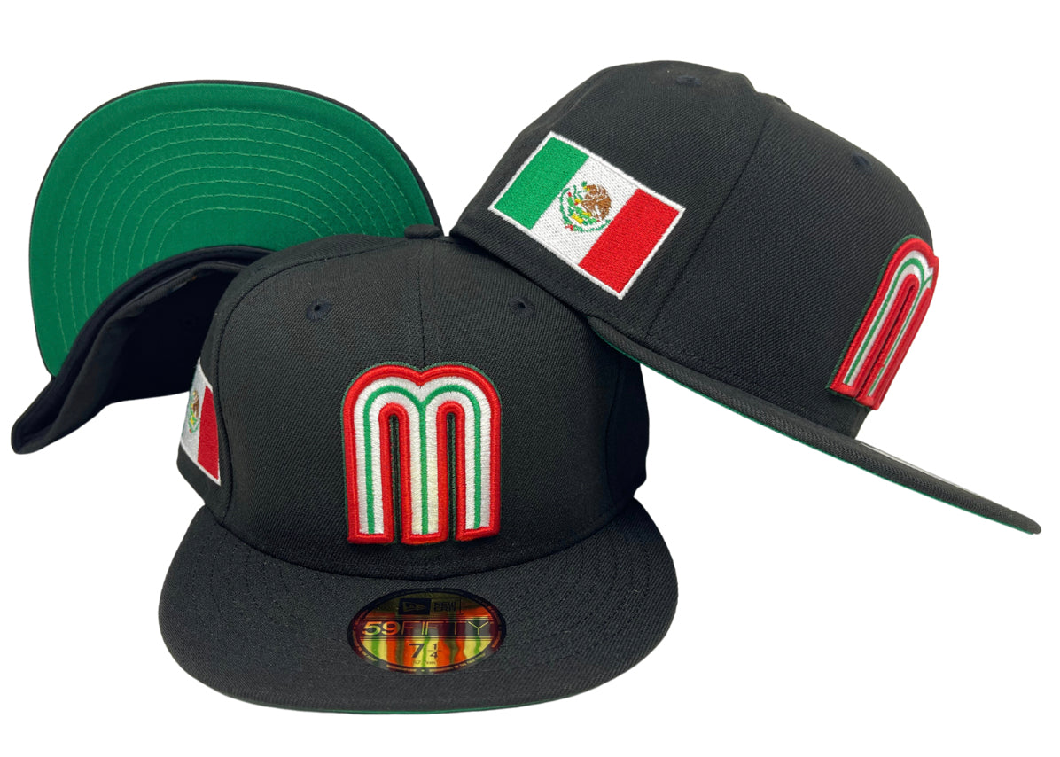 Mexico Fitted New Era 59FIFTY WBC Black Hat Cap Green UV THE 4TH QUARTER