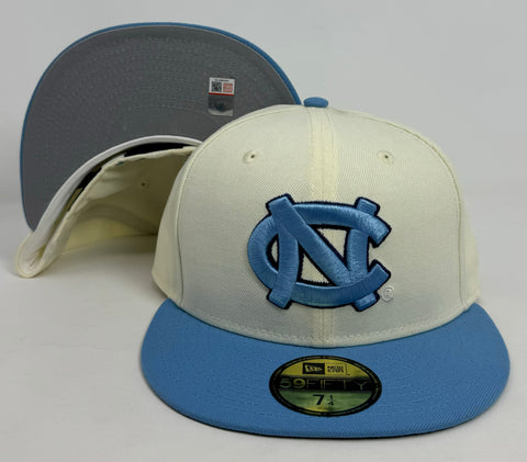North Carolina Tar Heels Fitted 59Fifty New Era Chrome Sky Cap Hat Grey UV