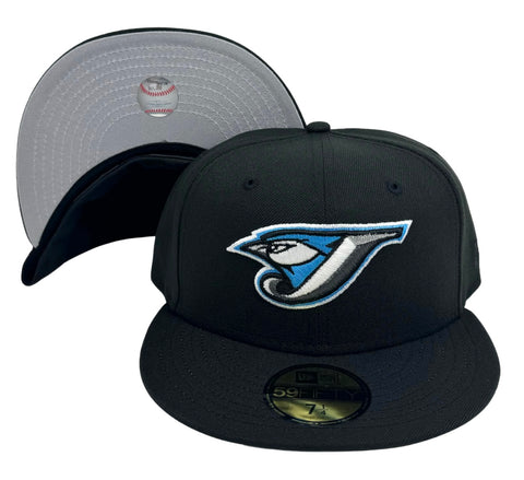Toronto Blue Jays Fitted New Era 59Fifty Black Cap Hat Grey UV