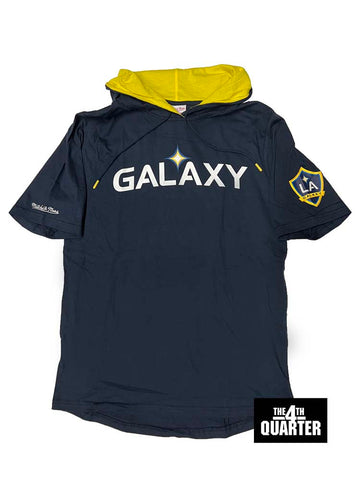 Los Angeles Galaxy Mens Mitchell & Ness Hoodie Short Sleeve Blue Navy