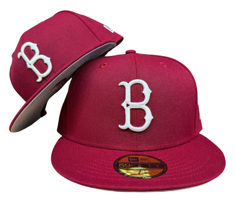 Brooklyn Dodgers Fitted New Era 59Fifty Burgundy Cap Hat Grey UV
