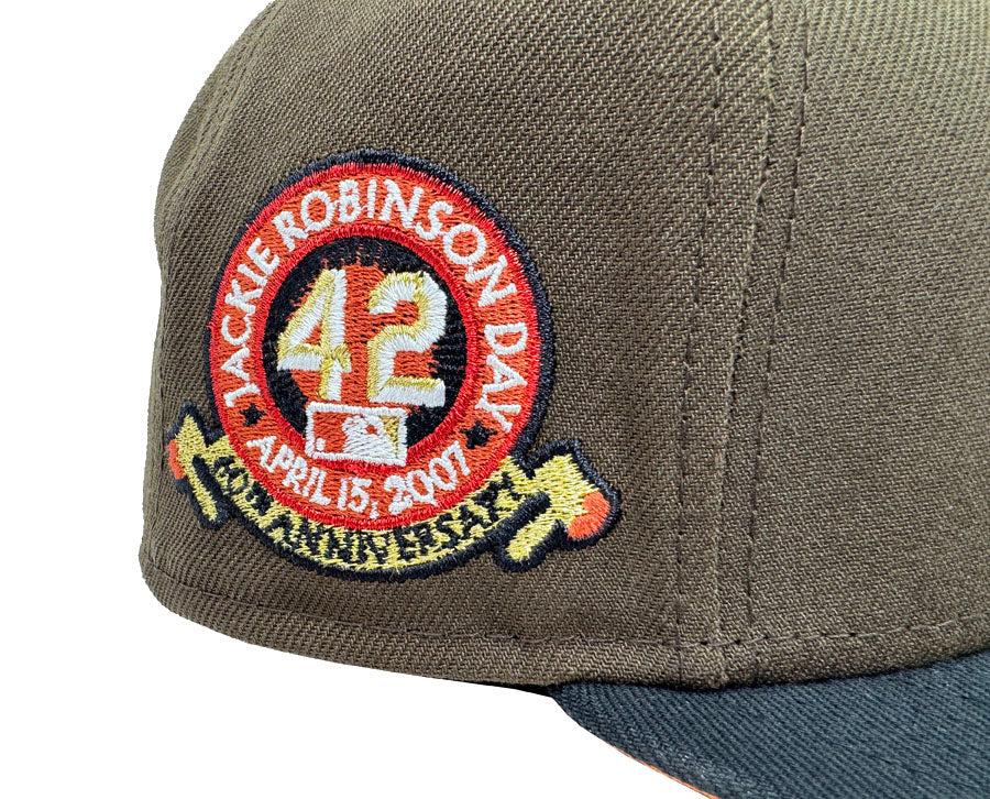 Dodgers New Era 59Fifty Fitted Brown Black Jackie 60th Hat Cap