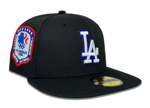 Los Angeles Dodgers Fitted New Era 59Fifty 1984 Olympic Black Cap Hat Green UV