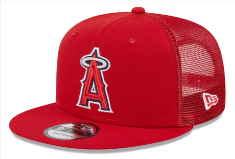 Anaheim Angels Snapback New Era Red Mesh Trucker Cap Hat Grey UV