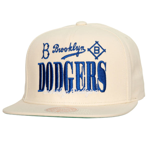 Brooklyn Dodgers Snapback Mitchell & Ness Reframe Coop Cream Cap Hat Green UV