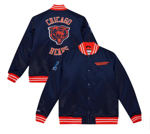 Chicago Bears Mitchell & Ness Heavyweight Satin Navy Jacket