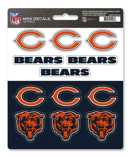 Chicago Bears Decal Set Mini 12 Pack