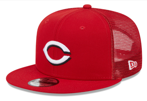 Cincinnati Reds Snapback New Era Red Mesh Trucker Cap Hat Grey UV