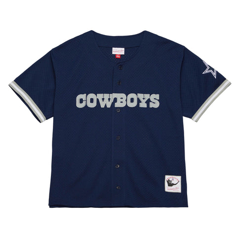 Dallas Cowboys Men's Jersey Mitchell & Ness On The Clock Mesh Button Front Baseball Style Jersey