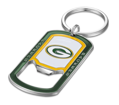 Green Bay Packers Key Chain Dog Tag Bottle Opener Key Ring