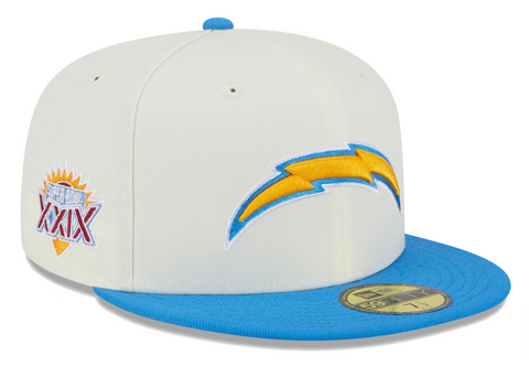 Los Angeles Chargers Fitted New Era 59Fifty Super Bowl Patch Chrome Cap Hat Grey UV